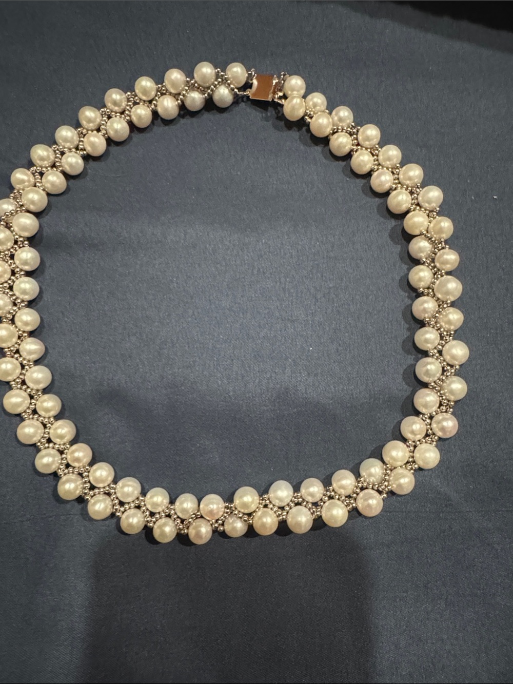 Classic Pearl Cluster Necklace - Cream Pearl Design